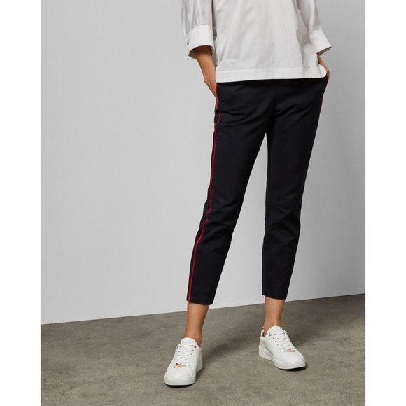 TED BAKER RAYYAA Piping Detail Skinny Pants in Dark Blue - Size 4 - Picture 2 of 6